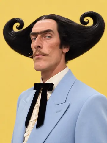 Personagem de bigode e terno azul